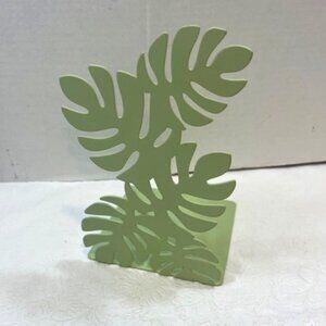 Light Green Metal Leaf Designed Book End Nature 8"x4.75"